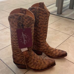 24 hour sale - Lucchese Suede Printed Cowgirl Boot